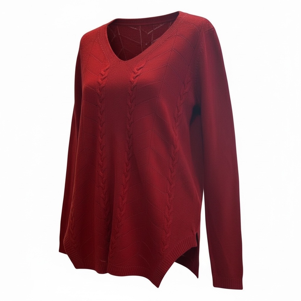 Madison Rich Red V-Neck Sweater - Picture 3 of 5